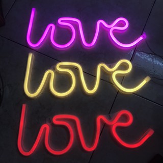 Đèn LED Uốn Tạo Chữ LOVE Màu Hồng / Vàng / Đỏ - Neon light Decor Trang Trí Phòng Ngủ