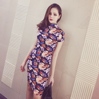 Váy body hoa nhiều màu dáng cổ lọ váy body sang chảnh Annastore