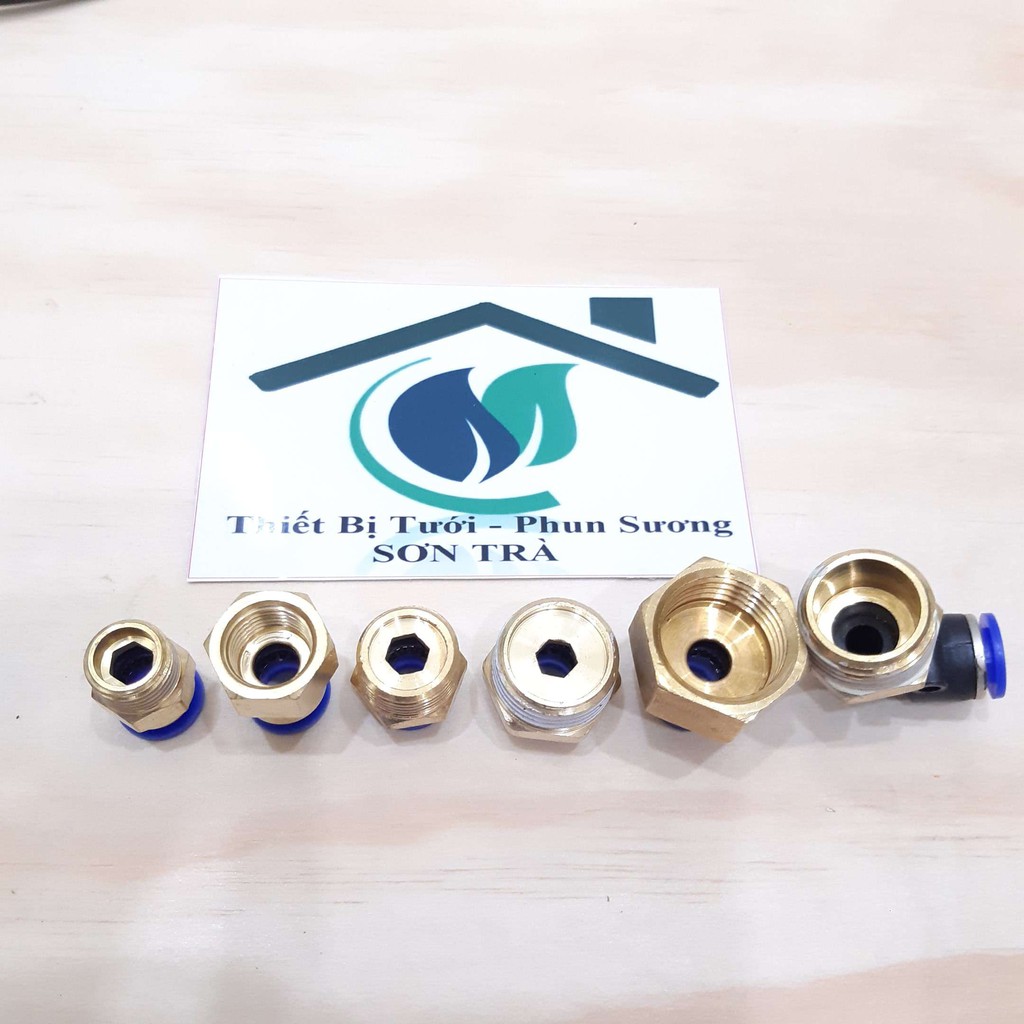 Đầu nối gài ống 8mm với ren ngoài, ren trong 13/ 17/ 21mm