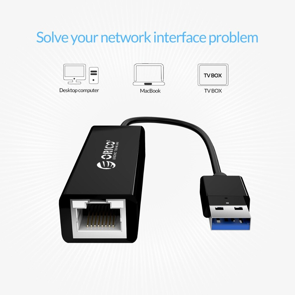 Bộ chuyển đổi ORICO 2.0 gigabit USB 3.0 sang RJ45 thẻ mạng Lan 10M /100/1000M cho laptop Windows 10 8 8.1 7 XP Mac OS （UTJ-U2）