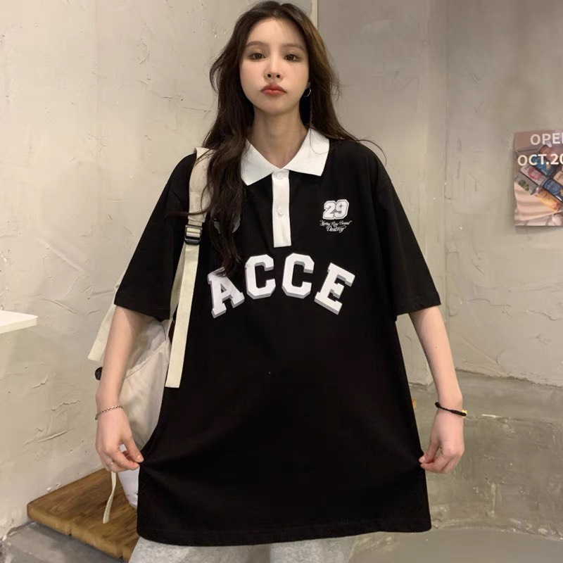 Áo Thun Polo Nam Nữ  Form Rộng Phối Cổ ACCE Vải Dày Mịn Thoáng Mát Thiết Kế Thời Trang Kiểu Dáng Năng Động