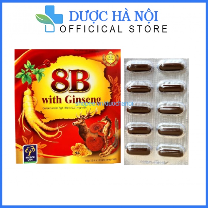 Vitamin tổng hợp 8B with Ginseng, bồi bổ sức khỏe, tăng cường thể lực Hộp 10 vỉ 10 viên nang mềm
