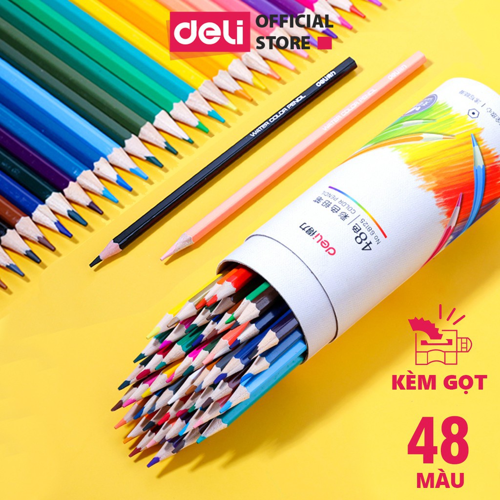 [Mã LIFE20KALL giảm 10% đơn 50K] Bút chì màu khô chuyên nghiệp dạng cốc nhiều màu Deli 24/36/48 màu - 68123/68124/68125