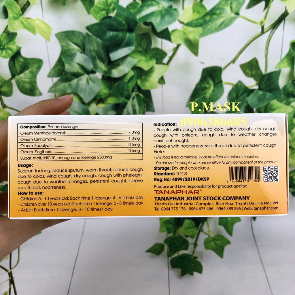 Viên ngậm ho STREPTANA 100 Viên/ hộp - Hỗ Trợ Bổ Phế, Giảm Đờm, Giảm Ho