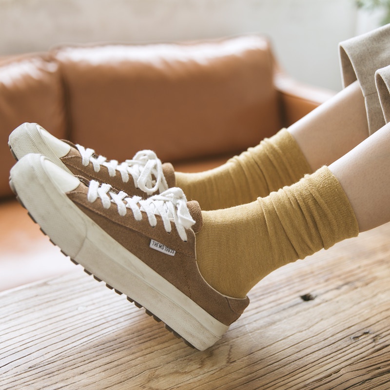 Vớ cotton FHYL co giãn màu trơn đơn giản phong cách Hàn Quốc