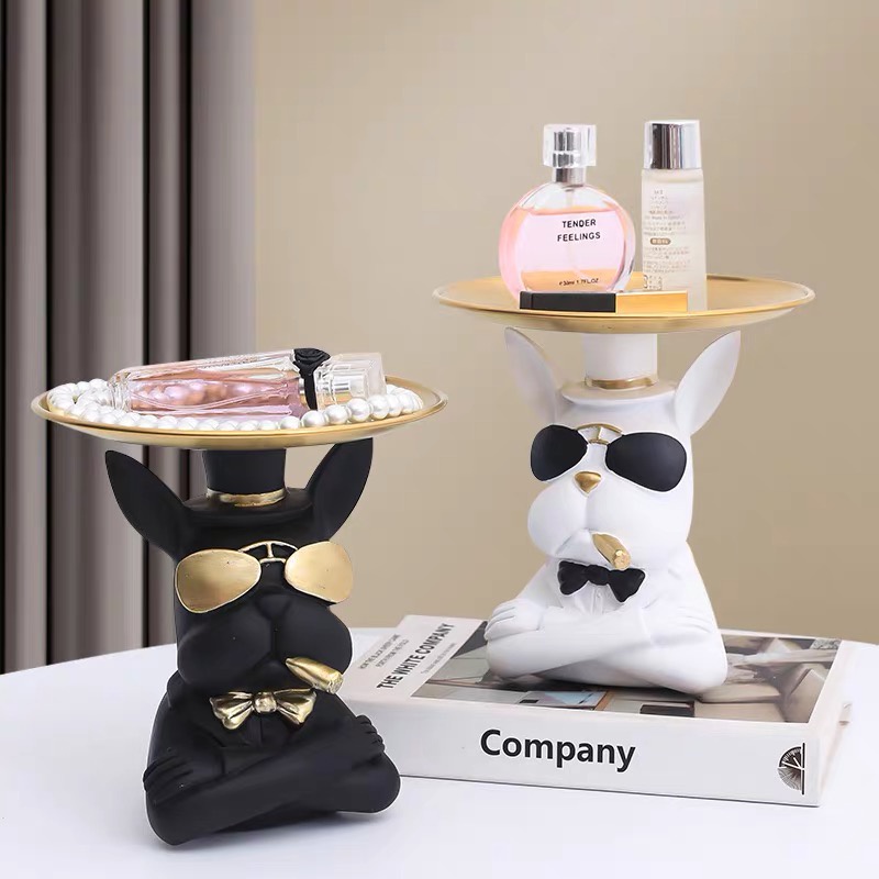 Mô hình tường trang trí khay tượng trang trí Pug màu đen