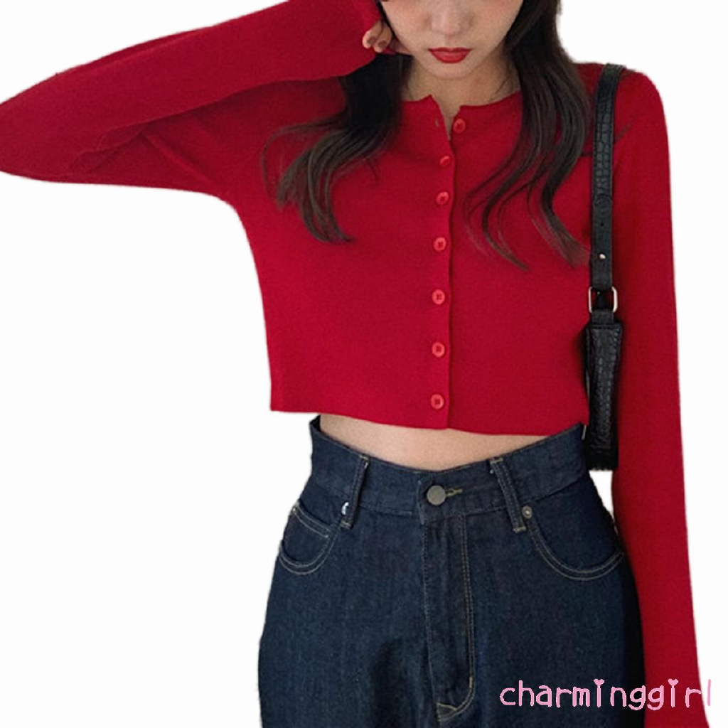 Áo Khoác Len Tay Dài Đính Nút Thời Trang Cho Nữ