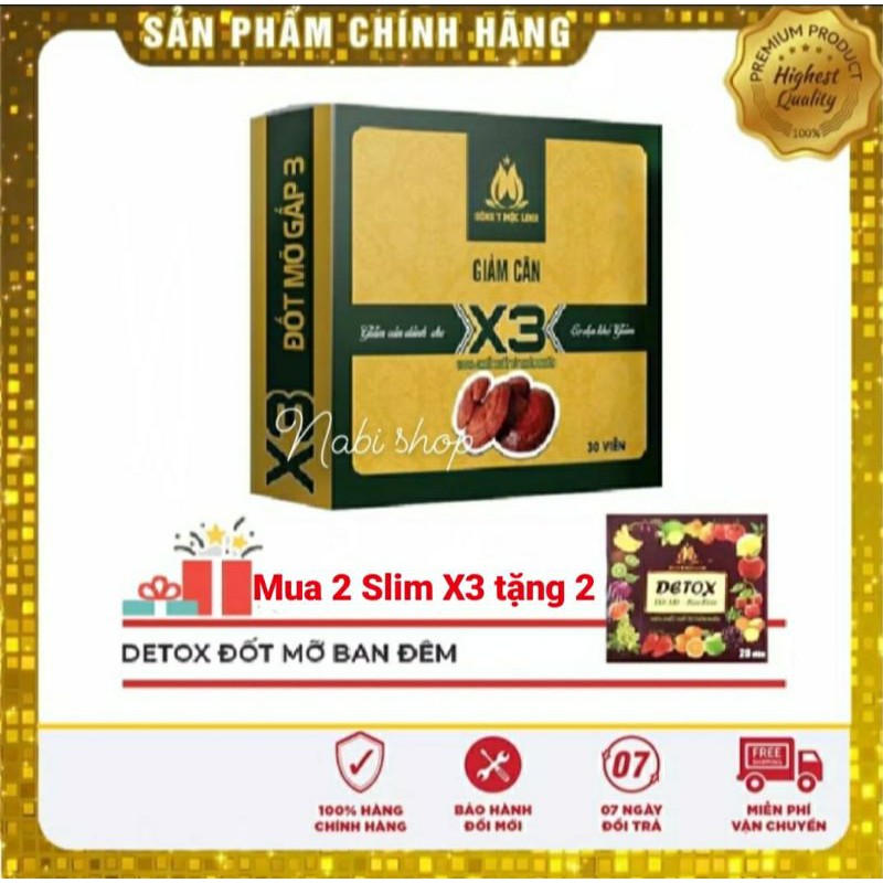 Combo 2 Hộp giảm cân đông y mộc linh tặng 40 VIÊN DETOX ĐÊM