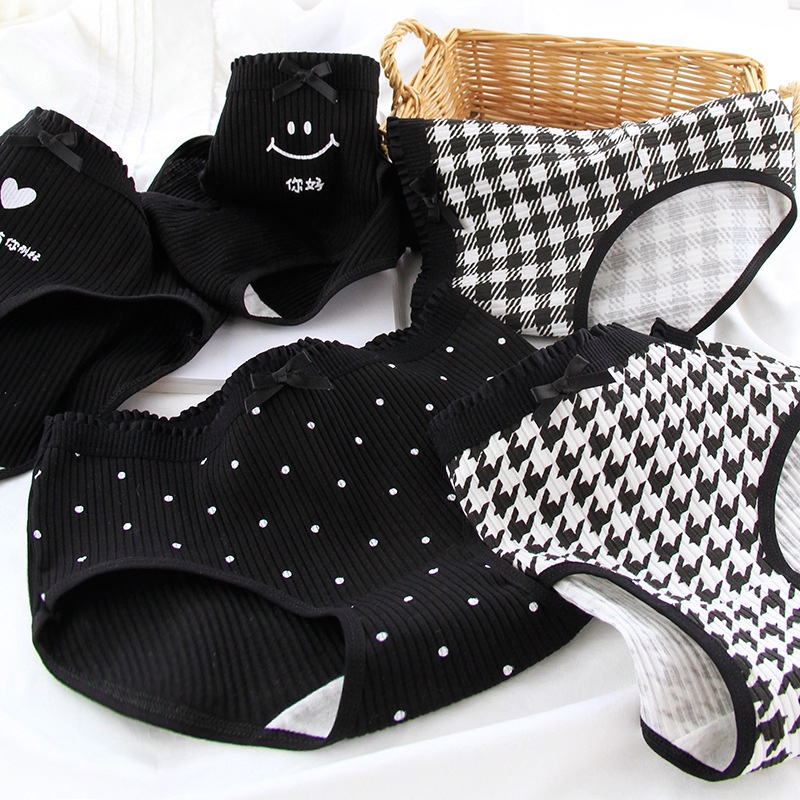 [Có M] Quần Lót Nữ Cotton Màu Đen Nhiều Hoạ Tiết Chíp Nữ Màu Đen Xinh Xắn Dễ Thương Mainia Shop