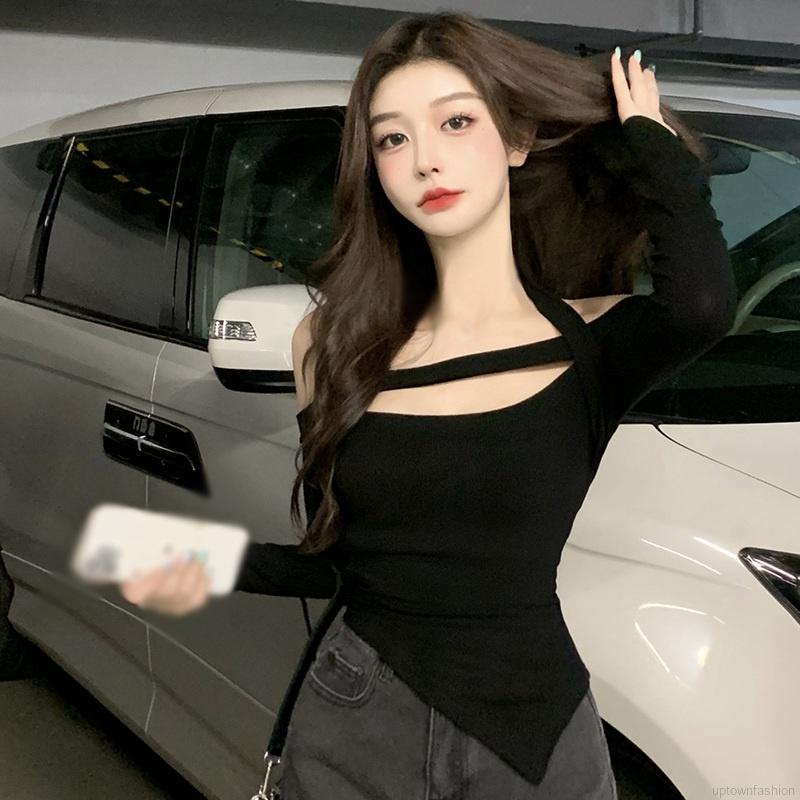 Áo thun nữ tay dài trễ vai thiết kế độc đáo