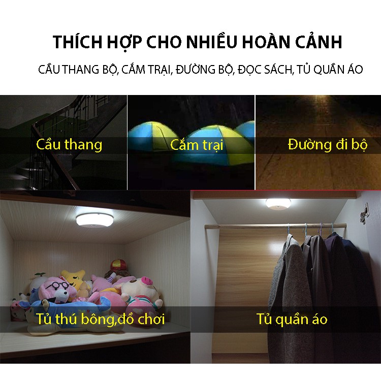 Đèn led tròn,đèn dán trần xe ô tô,dễ lắp ráp không cần khoan đục,sử dụng được 30 ngày cho 1 lần sạc,dùng được mọi nơi