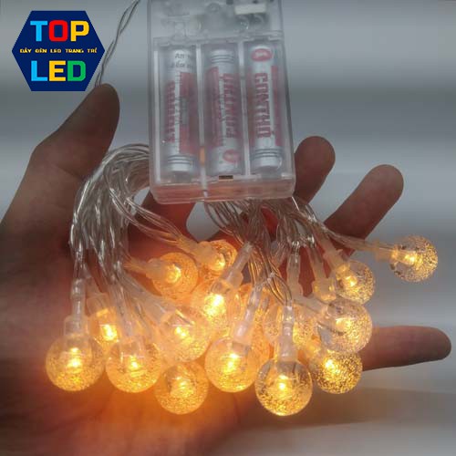 Dây đèn led quả cầu pha lê bọt khí dài 2 mét 10 bóng tròn dùng pin led không phát nhiệt TOPLED TL005