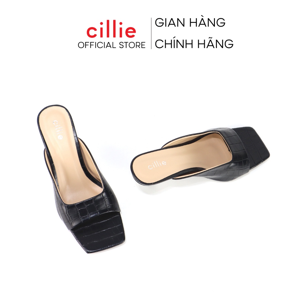 Guốc nữ chữ H kiểu dáng thời trang gót vuông thanh mảnh cao 4cm phối vân rắn trendy đi học đi chơi 1024