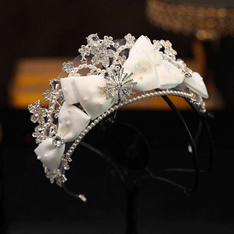 Vương Miện Đội Đầu Cô Dâu Đính Ngọc Trai Sang Trọng Phong Cách Âu Mỹ