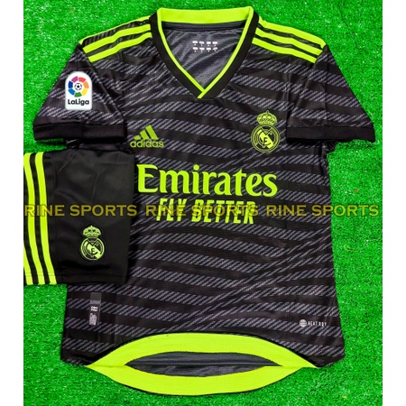 Bộ Real đen sân khách hàng Thailand mùa giải 2022-2023 Giống thi đấu 99%
