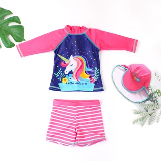 Set đồ bơi cho bé gái từ 6-16kg kèm mũ che gáy