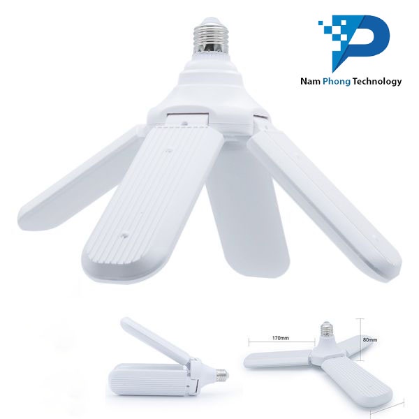 ĐÈN LED E27 4 CÁNH (ĐÈN HÌNH CÁNH QUẠT) CÔNG SUẤT 60W, BÓNG ĐÈN SIÊU SÁNG, TIẾT KIỆM ĐIỆN NĂNG