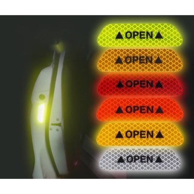 Tem open cảnh báo va chạm -  4 miếng dán phản quang ở cánh cửa ô tô các loại xe  hơi