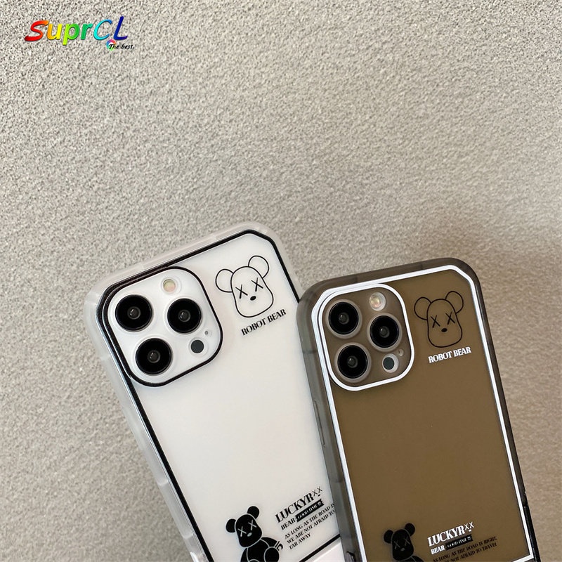 Ốp Điện Thoại Silicone Chống Sốc in Hình Gấu 2 Trong 1 Cho iPhone 13 12 11 Pro XS Max X XR 7 8 Plus