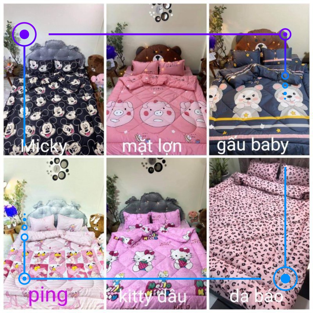 [Xả Lỗ] Bộ 5 Ga Gối Chăn Phao Trần Bông Dày Poly Cotton loại 1 Chăn Bông Như Hình Nhiều Mẫu Mới ( Nhắn Chọn Mẫu) FREESHI