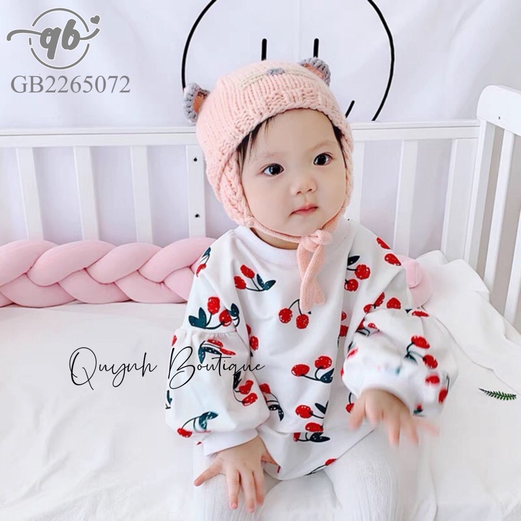 Bodysuit trẻ em Quỳnh Boutique Mẫu body chip cherry dài tay cho bé