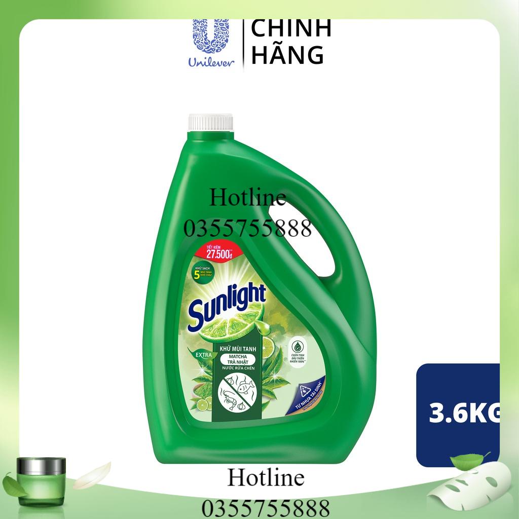 Nước rửa chén Sunlight hương Trà Xanh và Chanh Extra can 3.6kg
