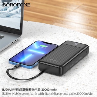 (Chính hãng) Pin sạc dự phòng borofone bj20a - 20.000 mah , có lcd , tích hợp sẵn 3 đầu cáp sạc nhanh