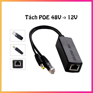 Tách Jack POE Splitter 48v ra 12v cho Camera, Cặp Chuyển Nguồn POE Cho Camera IP