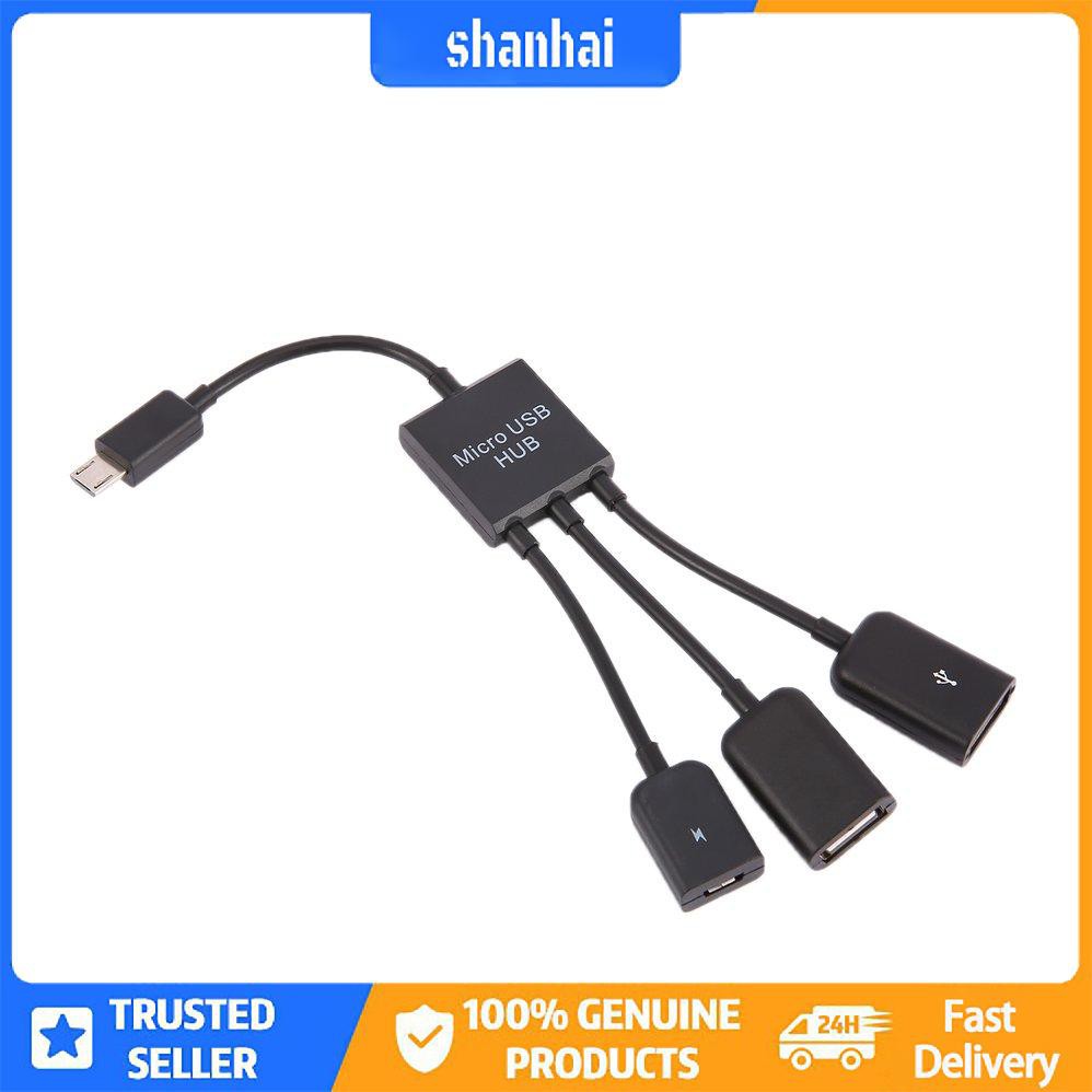 3 trong 1 Micro USB HUB Nam sang nữ Cáp USB 2.0 Host OTG Máy chủ lưu trữ 3 trong 1