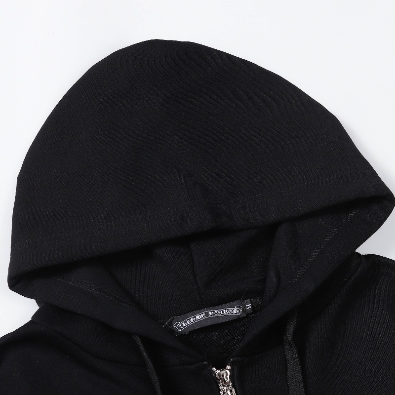 Áo Khoác Bóng Chày Tay Dài Khóa Kéo Vải Cotton In Hình Chrome Hearts Thời Trang Dành Cho Nam Và Nữ