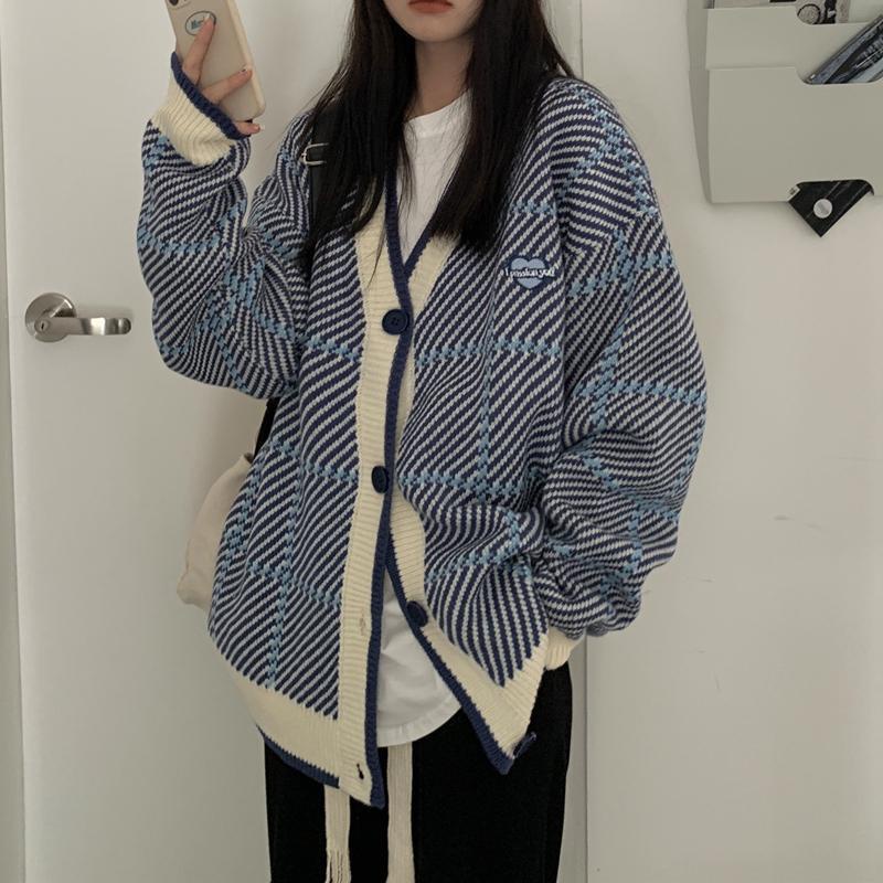 Áo Khoác Cardigan Dệt Kim Dáng Rộng Thời Trang Hàn Quốc Cho Nữ