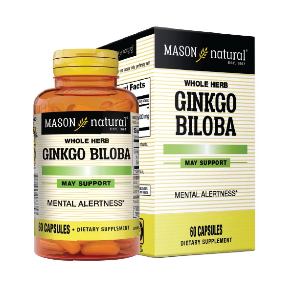 Hoạt huyết dưỡng não Ginkgo Biloba Mason Lọ 60 Viên - Tăng cường sự tỉnh táo