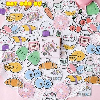 Hộp 45 Sticker Chủ Đề Ăn Vặt Trang Trí Planner - Hạt đậu bự