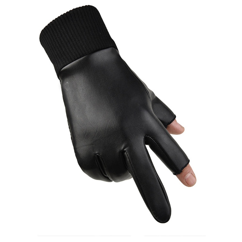 Găng Tay Da PU Hở Ngón Thời Trang Nam Tính