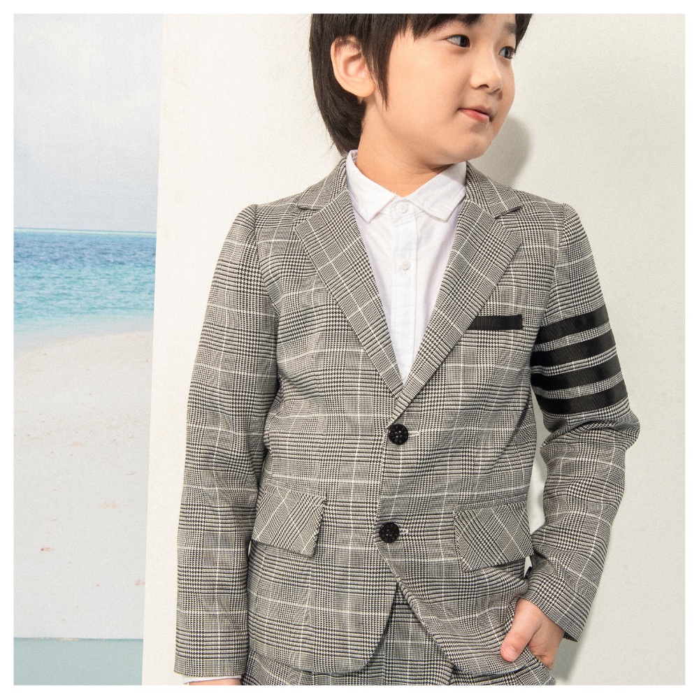 Bộ quần áo vest kẻ ghi xám bé trai 137KIDS thiết kế cao cấp