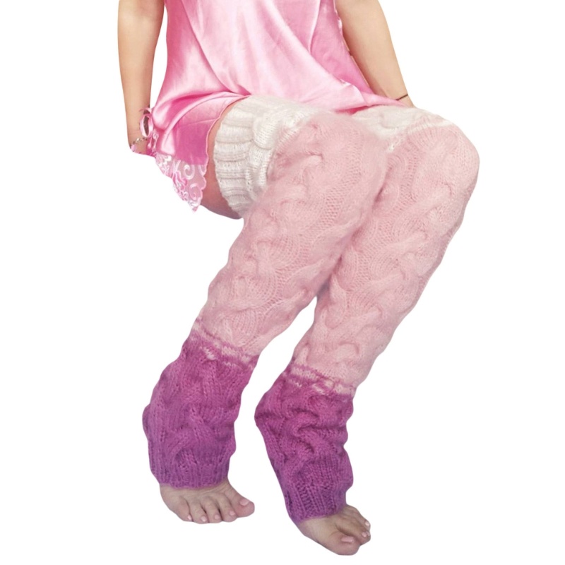 Youyo Vớ Len Dệt Kim Giữ Ấm Chân Dáng Rộng Phong Cách Lolita Jk