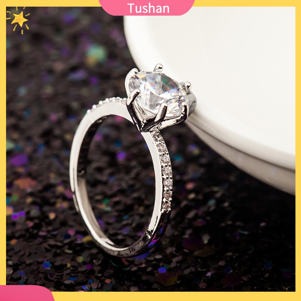 Nhẫn Đính Hôn Đính Đá Zircon Thời Trang Sang Trọng