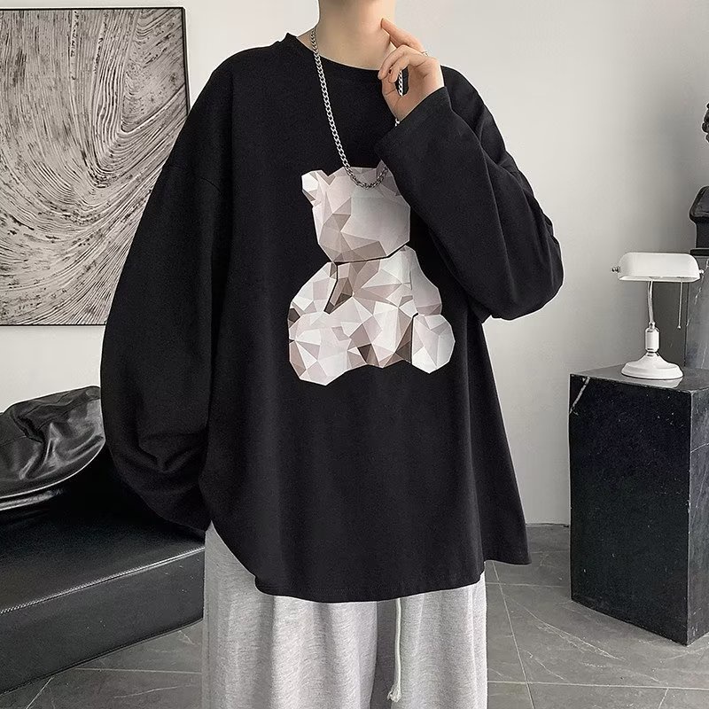 Áo Thun Tay Dài Dáng Rộng In Họa Tiết Hoạt Hình Phong Cách Hip Hop Nhật Bản Thời Trang Cho Nam Và Nữ size M-5XL