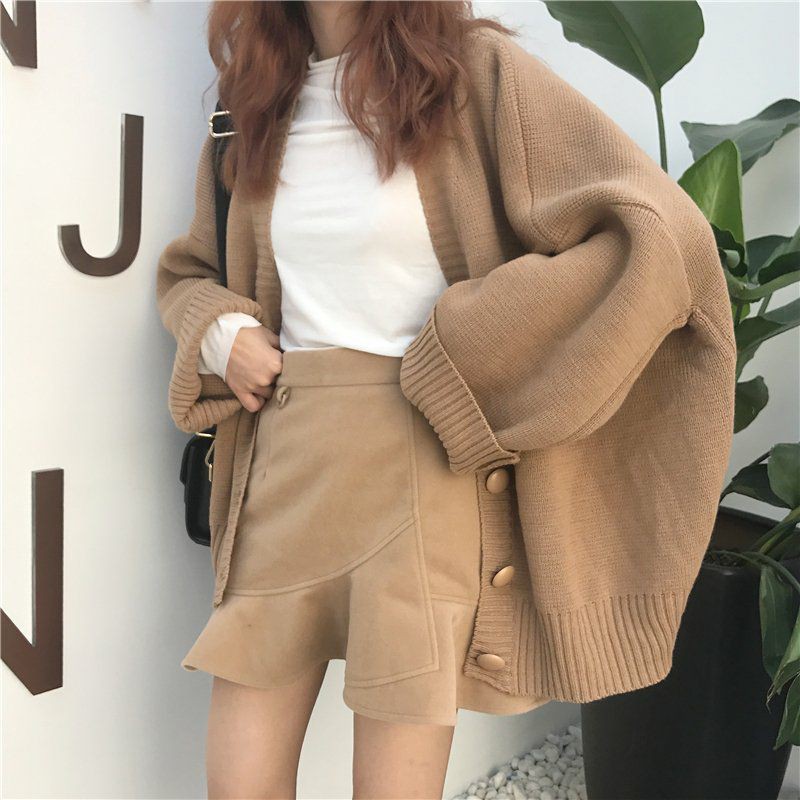 Hàng Sẵn_ Áo khoác len nữ mùa thu áo len retro cổ điển rộng rãi phong cách Hàn