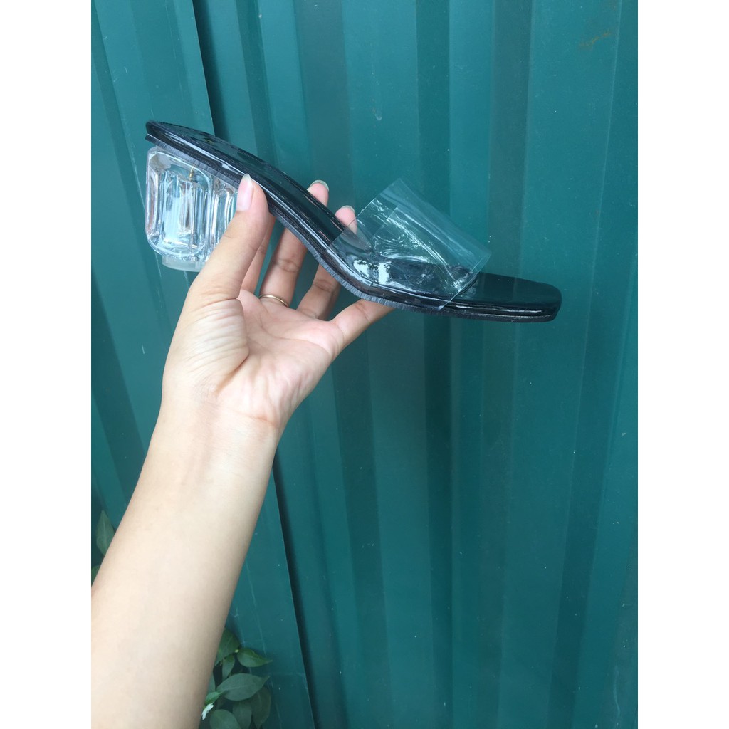 Dép quai trong gót pha lê hàng đẹp