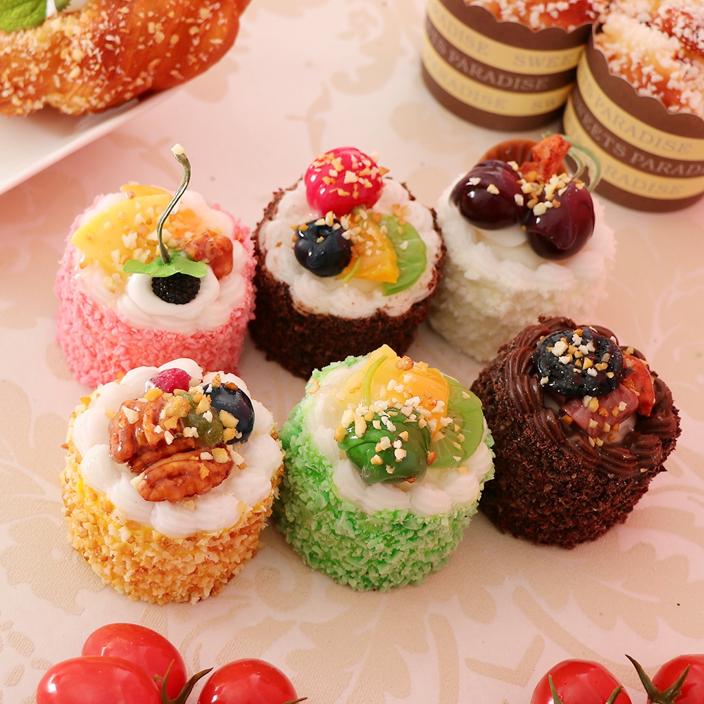 Bộ 6 Bánh Cupcake Giả Trang Trí Sinh Động