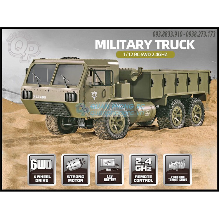 Xe điều khiển Military Truck 1/12 RC FY004 U.S. Army Military Truck RTR