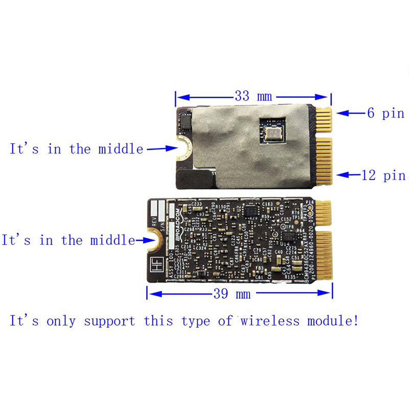 Mô Đun Wifi Không Dây Pnbr Bcm94360Cs2 Bcm943224Pciebt2 12 + 6 Pin | WebRaoVat - webraovat.net.vn