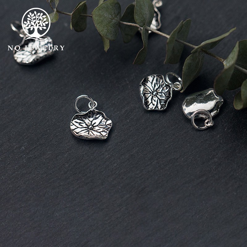 Mặt dây chuyền bạc hình lá sen treo - NQ Jewelry