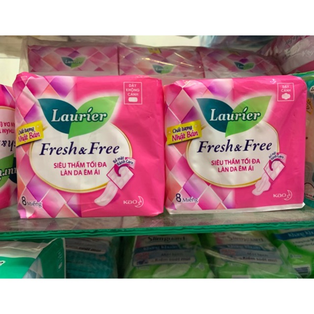 Băng vệ sinh Laurier Fresh and Free dày không cánh và Không Cánh 8 miếng