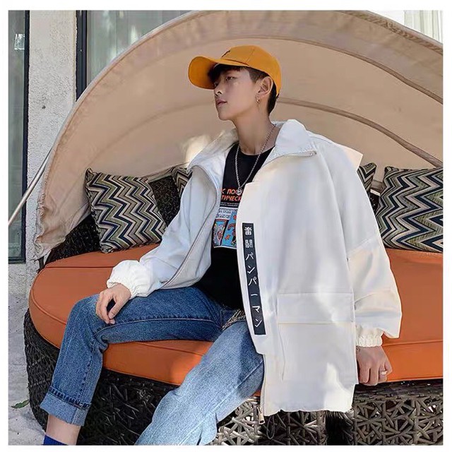 Áo khoác kaki túi hộp unisex Chữ Hàn, nam nữ ulzzang Wind cao cấp tại Chiwawa shop