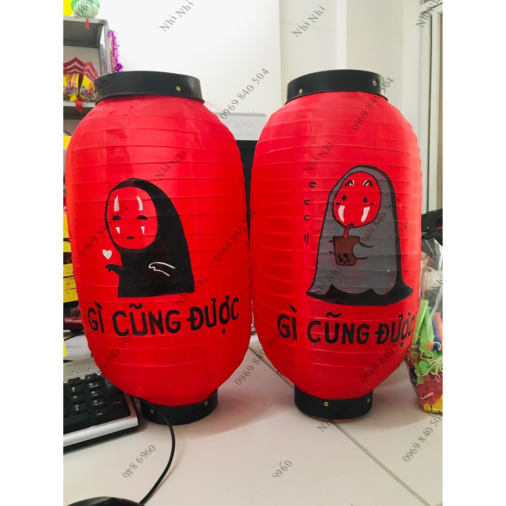 Lồng đèn Nhật- Hồng Kông- Vẽ- Vô diện siêu dễ thương