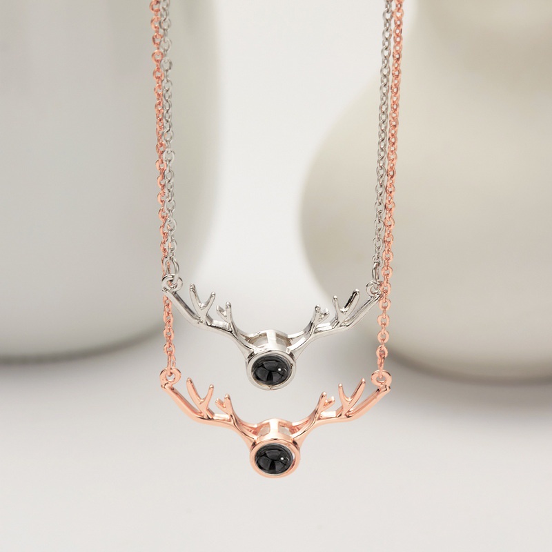 Vòng cổ RINHOO mặt hình sừng hươu phù hợp làm quà tặng ngày lễ thời trang