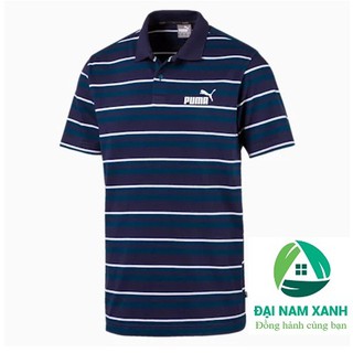 Áo thun nam Puma Essential+ Striped J Polo (màu Gibraltar Sea) - Hàng size châu Âu