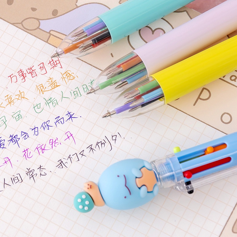 Bút bi bấm 6 ngòi kèm đầu thú mập mọc đồ
